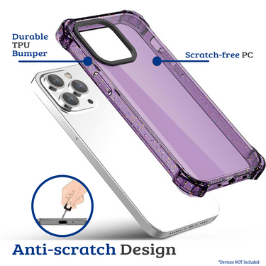 iPhone 15 Pro Max Shockproof Case Cover - Drop-Resistant, Premium Quality, Comfortable Grip, Long-Lasting, Lightweight - Clear Purple